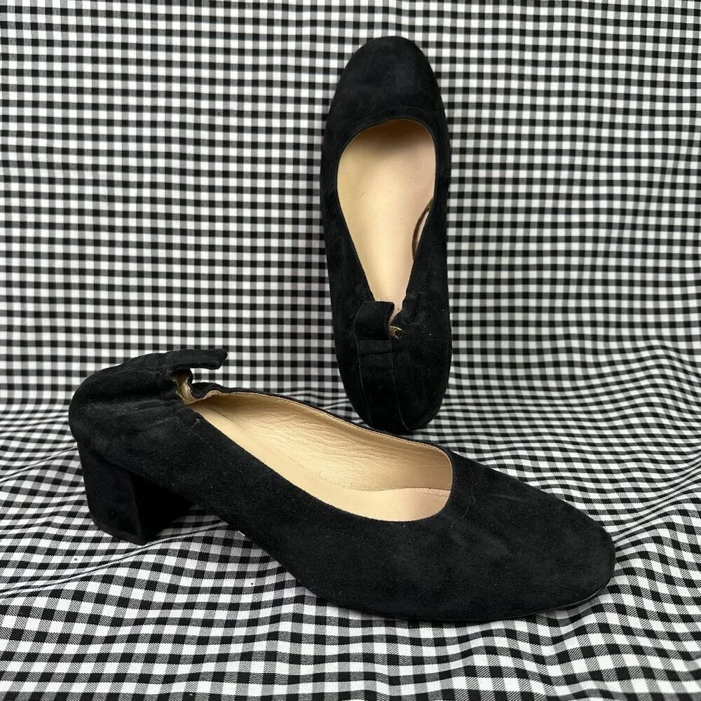 Everlane The Day Heel Black Suede Block Minimalist Pump Women's Size 9.5